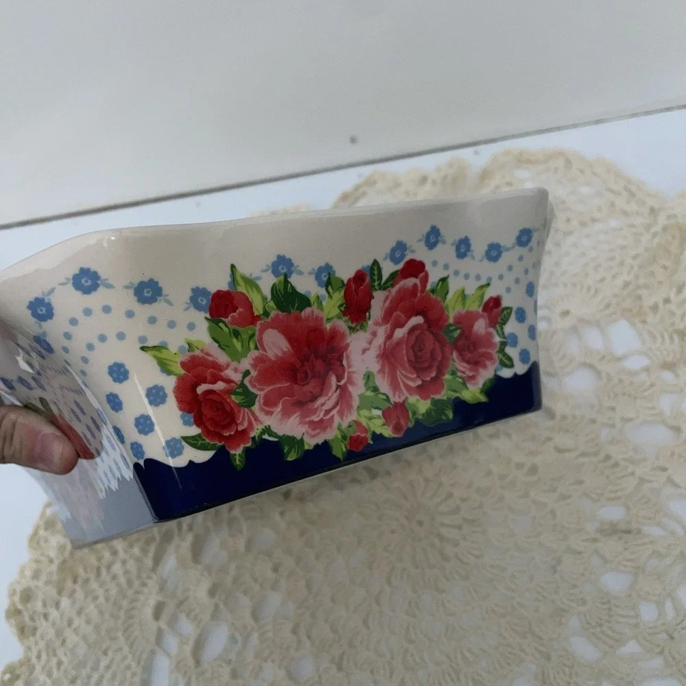 Pioneer Woman Stoneware Dish Casserole Baking Floral Ruffled Edge  12